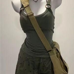 Olive Green Ribbed Tank Top 🖤🫒